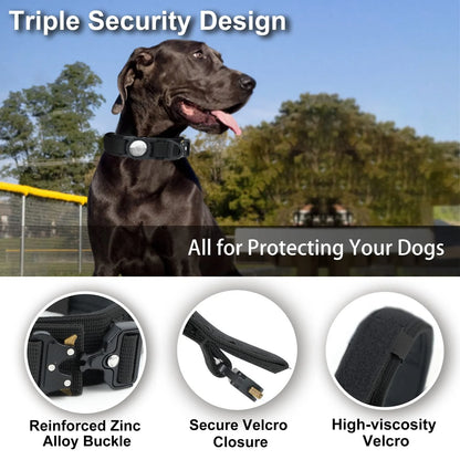 Tactical AirTag Dog Collar – Adjustable GPS Holder for Medium/Large Dogs