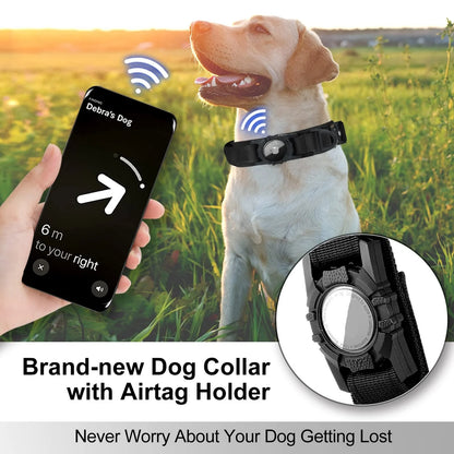 Tactical AirTag Dog Collar – Adjustable GPS Holder for Medium/Large Dogs