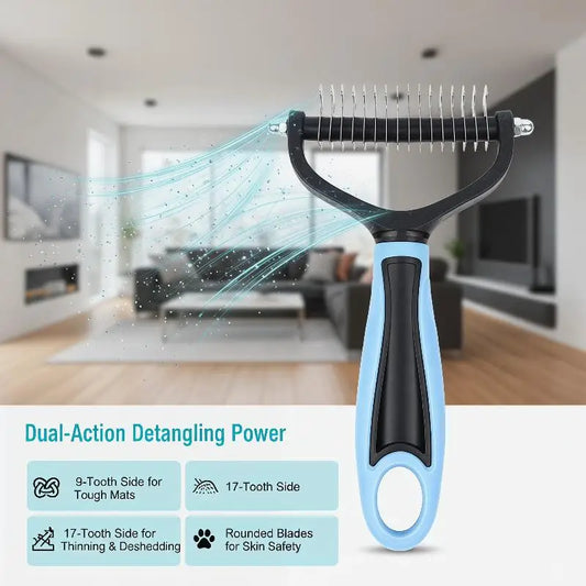 2-Sided Deshedding & Dematting Brush – Easy-Grip Grooming Tool
