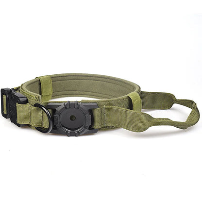 Tactical AirTag Dog Collar – Adjustable GPS Holder for Medium/Large Dogs
