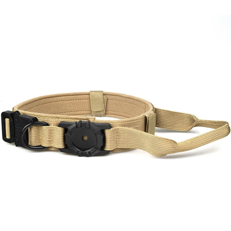 Tactical AirTag Dog Collar – Adjustable GPS Holder for Medium/Large Dogs