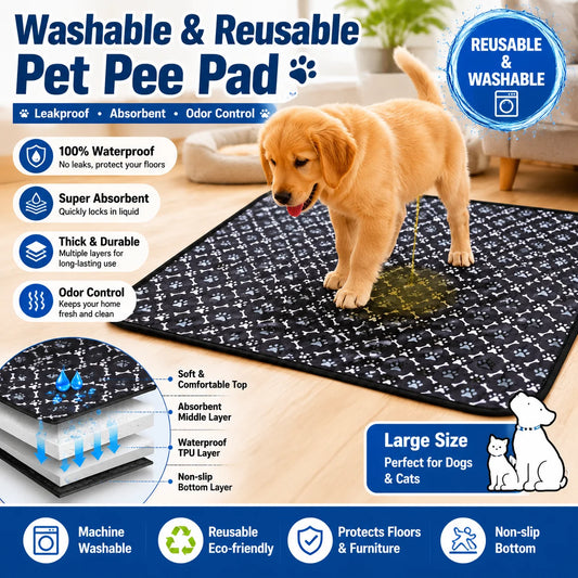 Reusable Waterproof Pee Pad – Washable Training Mat for Dogs & Cats