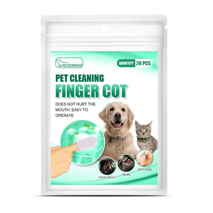 Pet Finger Toothbrush Wipes - Dental Cleaning Wipes for Dogs & Cats (20-Pack)