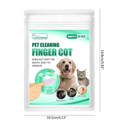 Pet Finger Toothbrush Wipes - Dental Cleaning Wipes for Dogs & Cats (20-Pack)